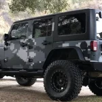 personal color wrap on Jeep Wrangler in camo print